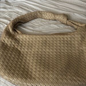 Woven Shoulder Hobo Bag in Beige